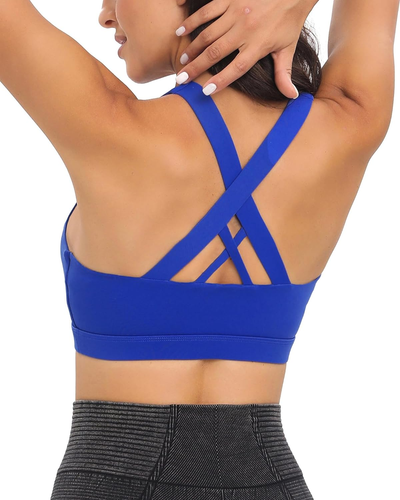 Sports Bra for Women, Criss-Cross Back Padded Strappy Sports Bras Medium Support - Picture 4 of 12