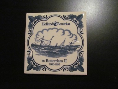 HOLLAND AMERICA CRUISE LINE delft tile ROTTERDAM II 2 collectible ship classic