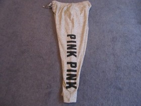 NWT VICTORIA'S SECRET PINK LACE UP DORM PANTS HEATHER RIVERSTONE  LARGE 