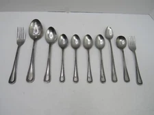 10 Pieces Vintage Flatware Rogers Korea Rope Line Stainless Spoons Forks GUC