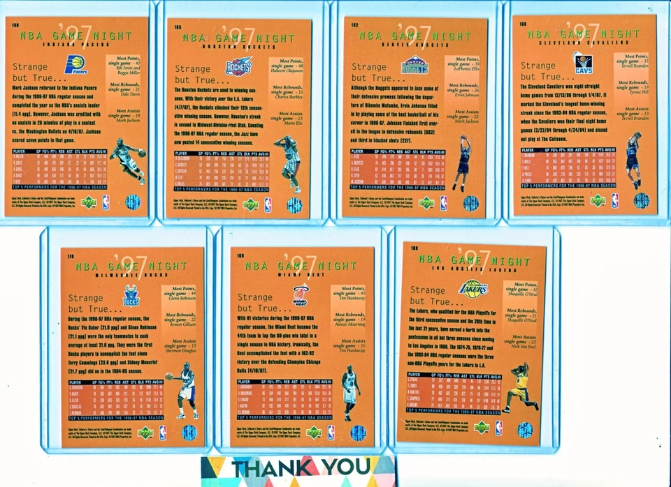 Lote de 7 Upper Deck Collector's Choice NBA Game Night 1997-98 Foto 2 de 2