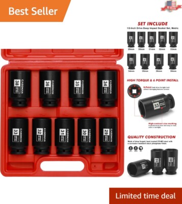 Corrosion-Resistant 1/2-Inch Deep Impact Socket Set   9-Piece Metric Essentials