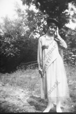1930s woman with navy first banner B/W 2'' FILM NEGATIVE Z8v2