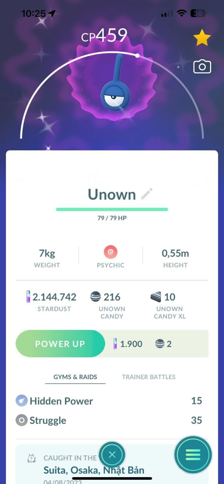 Pokémon Go fest * Shiny Unown M *- TRADE registered - Description