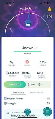 Pokémon GO Shiny Unown O - Trade 20.000 stardust (Read Describe