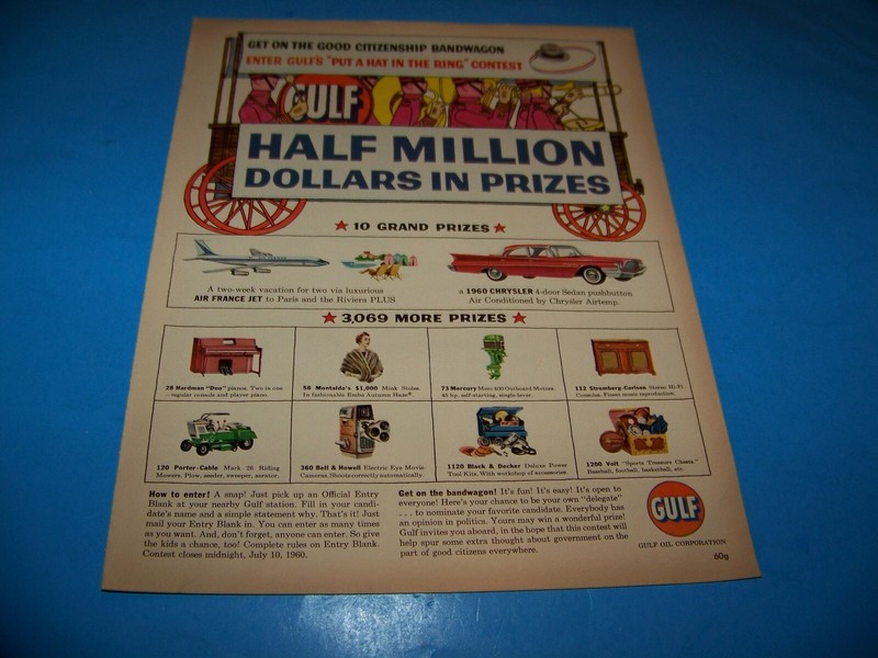 Gulf Oil Corporation Contest  Original Print Ad from Magazine Vintage 1960