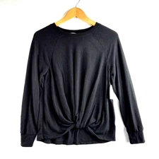 Time and Tru Knot Front Top Shirt Women's Size Medium Black Solid Pullover NWT