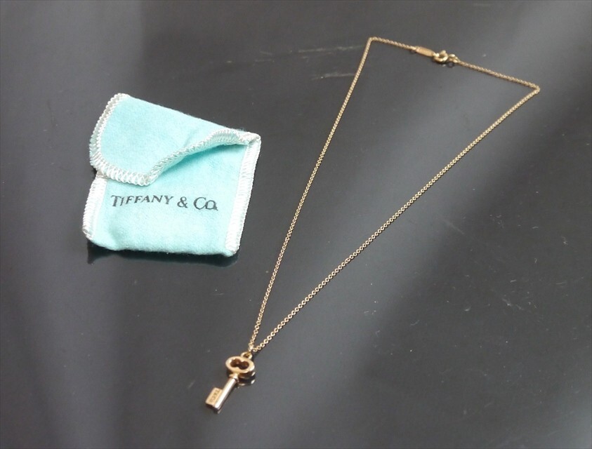 Authentic Tiffany Necklace Key K18 750 Rose Gold #9694