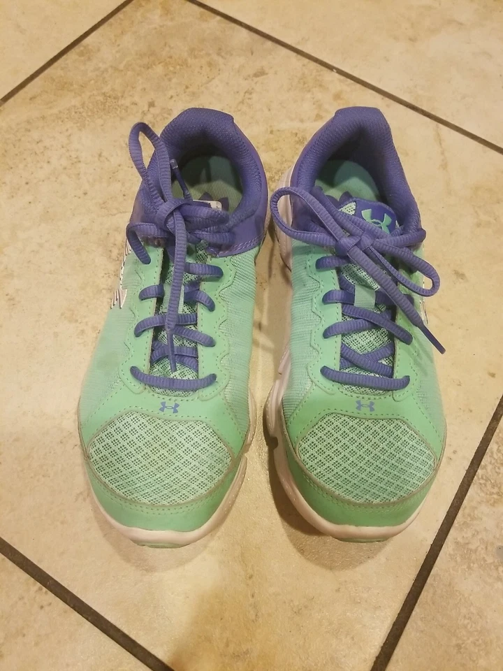 Under Armour Assert 6 Micro G Girl's Athletic Sneakers Purple Green Size 4.5Y  - Image 3 of 4