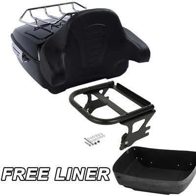 King Trunk Backrest Pad Rack Mount Fit For Harley Road Glide 97-08
