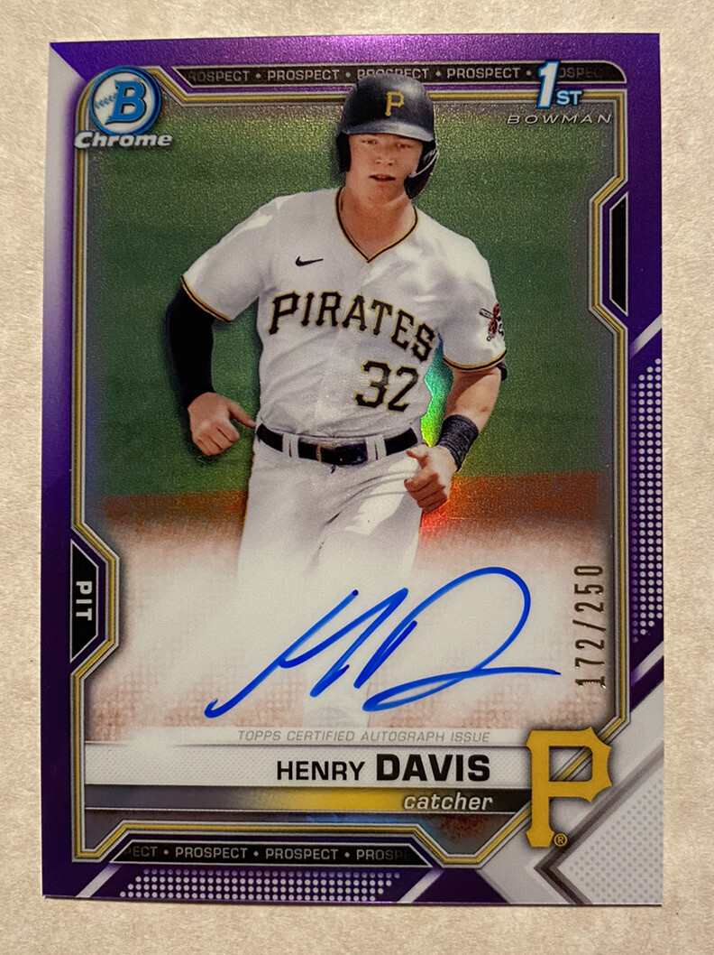 2021 1st Bowman Chrome Draft Henry Davis Chrome Purple Refractor /250 Auto RC