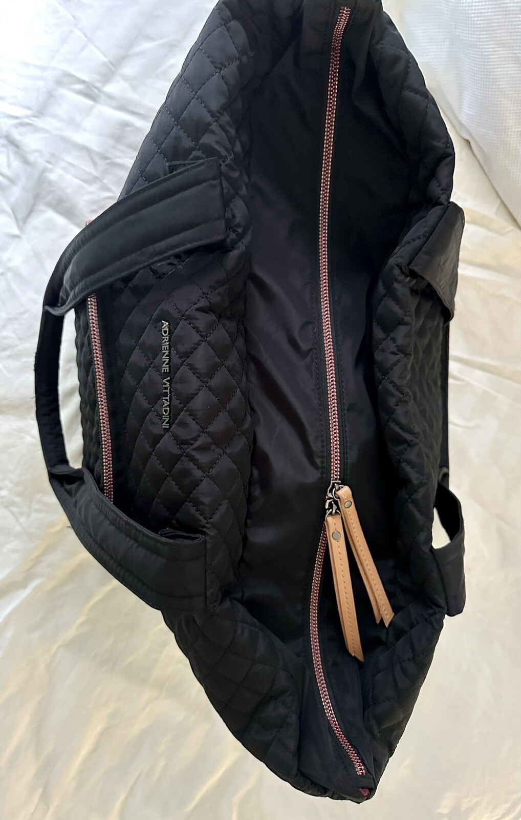 Adrienne Vittadini Black Quilted Duffle/ Travel bag eBay
