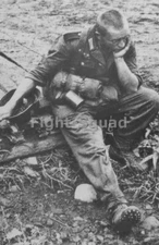WW2 Picture Photo Russia 1943 German soldier rests  3677