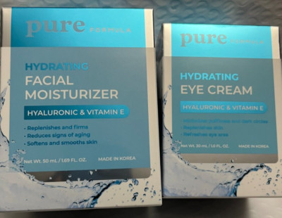 PURE FORMULA HYDRATING FACIAL MOISTURIZER &EYE CREAM HYALURONIC&VITAMIN E NIB
