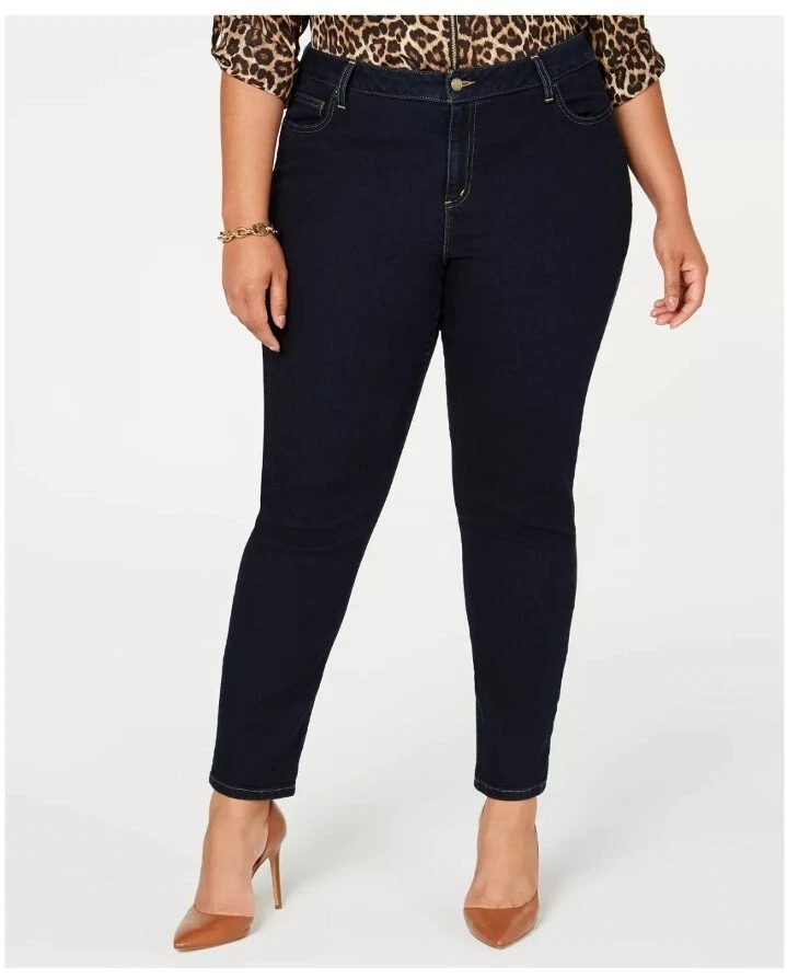 MICHAEL KORS Plus Size Selma High Rise Stretch Skinny Jeans Dark Wash Blue Sz 16