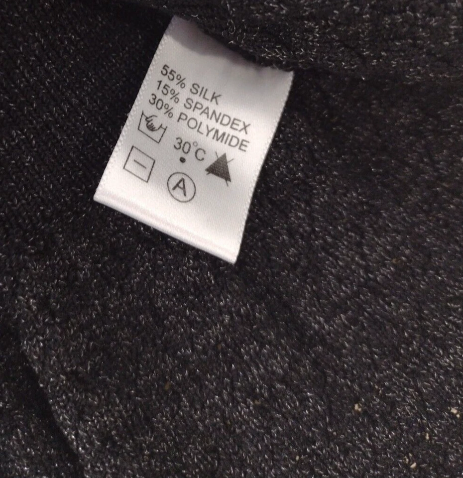 Essendi Knit Top sz Medium  black shimmer Ribbed Silk  Stretch  Y2k shirt NEW - Image 3 of 4