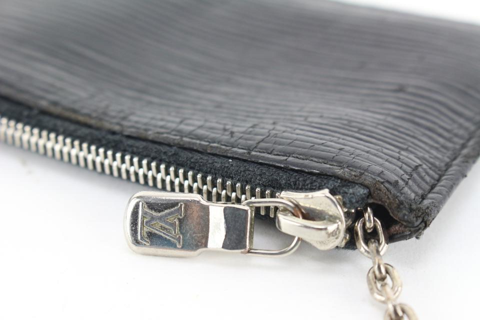 Louis Vuitton Black x Silver Epi Leather Key Pouch Pochette Cles