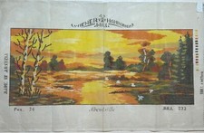 Wiener Handarbeit ABENDSTILLE Evening Sunset needlepoint canvas 33.25 x 13.75"