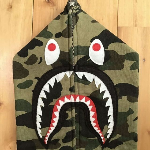 BAPE 1st camo green shark full zip hoodie a bathing ape PONR Size