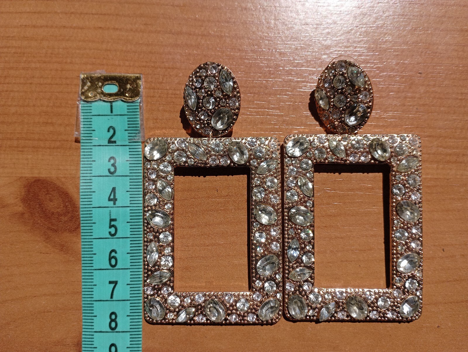 Vintage, large, dangling, long, rectangular earri… - image 7