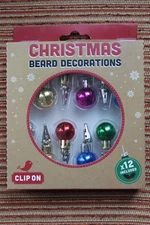 Fizz Creations 12 Clip On Beard Christmas Ornaments Baubles New in Box