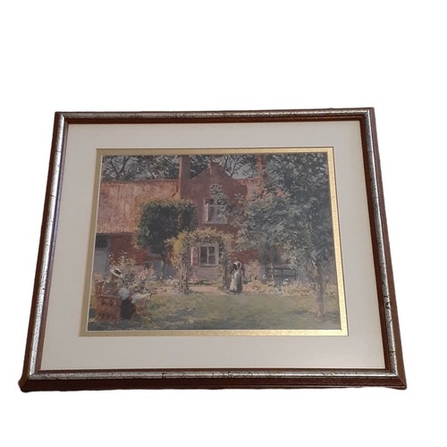 Impressionist Painting Gilt Frame Print Unpretentious Garden by Gari Melchers