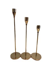 Set of 3 Rose Gold Candlestick Stand Wedding/Dining Decorative Candle Holder Go
