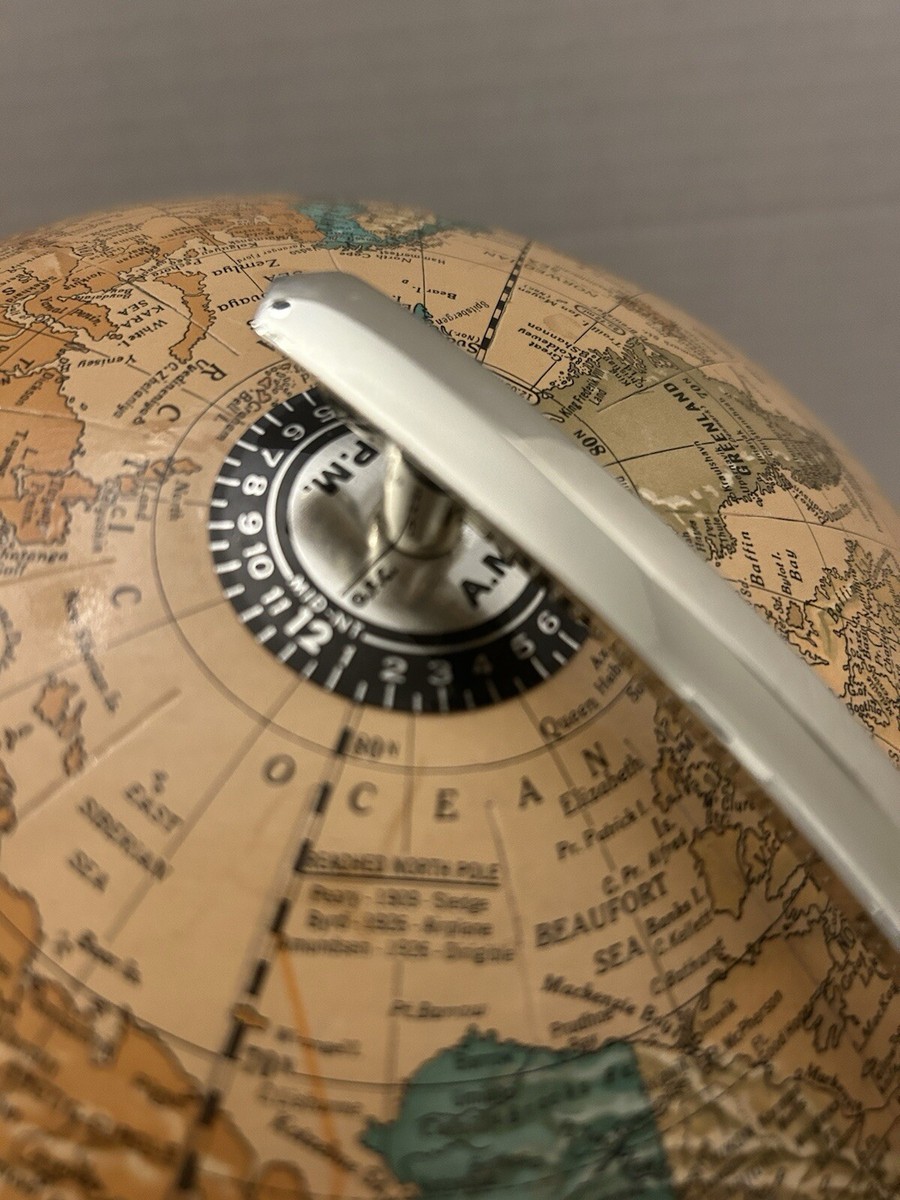Vtg Cram Imperial World Globe Beige Turquoise Wood Base | eBay