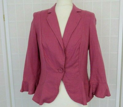 NWT Per Una Rose 100% Linen Jacket Size 10 3/4 Sleeves