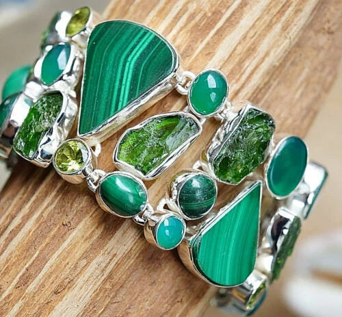 Unbehandelte Turmalin Edelstein Echtschmuck-Armbänder-Anhänger