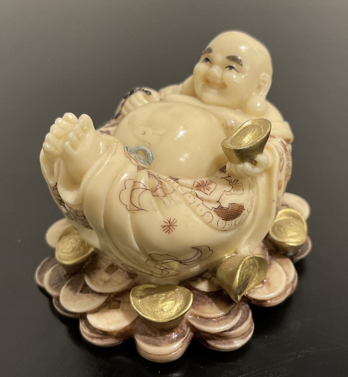 Japanese Netsuke Resin Carved Baby Budai /Smiling Buddha Figure W