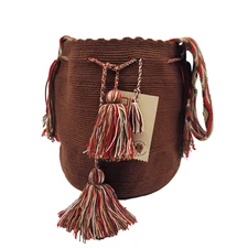 NWT 🔥 Colombian Large Handmade Wayuu Mochila Bag Solid Casual Top Quality BROWN