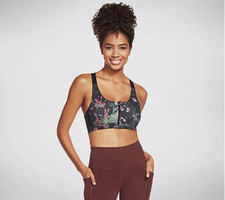 Skechers Women's GOFLEX GoWalk Gratitude Print Zip Front Bra Size S A391928