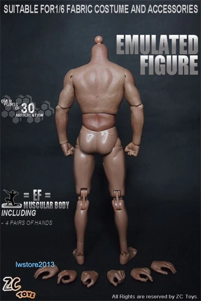 ZC Toys 1/6 Scale 12" Muscular Male Action Figure Body For Hot Toys Head Sculpt - Image 2 of 4