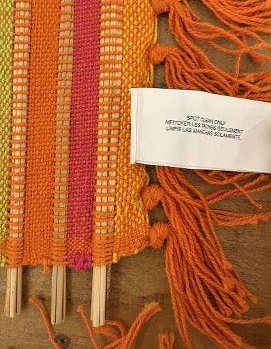 Lot Of 4 Pier 1 WOVEN FABRIC & SRAW 13x19”Placemats: Orange Yellow Green Red - Picture 12 of 12