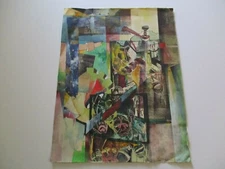 BERT ABRAMSON PAINTING INDUSTRIAL ABSTRACT EXPRESSIONISM MIXED MEDIA  VINTAGE  