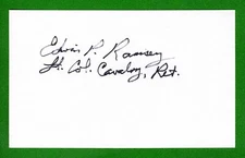Edwin Ramsey DECEASED Bataan Elite Guerrilla Leader Signed 3x5 Card E20740