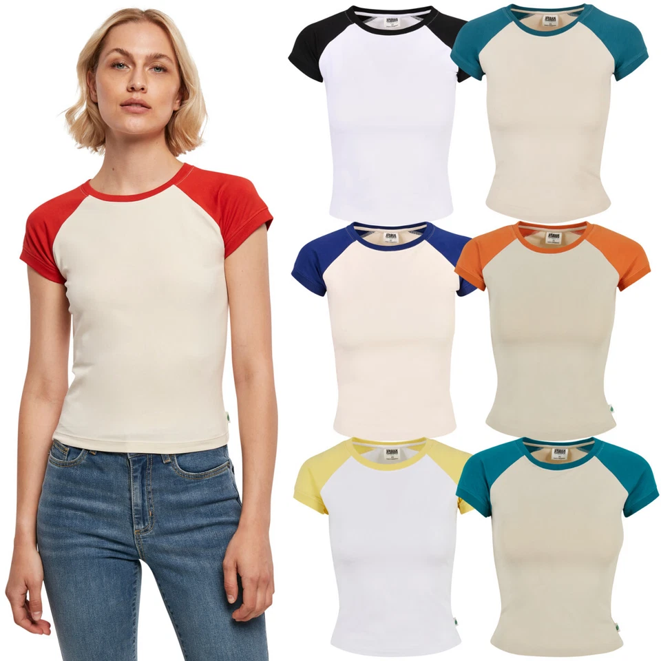 Urban Classics Ladies Organic Stretch Short Retro Baseball Tee T-Shirt Damen neu - Bild 1 von 1