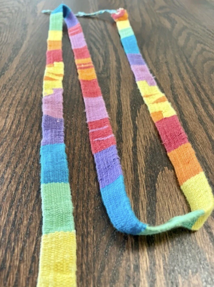 Cinturón arco iris tejido a mano vintage banda faja tribal arte popular guatamalan Foto 3 de 4