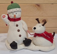 Vtg Hallmark Animated Jingle Pals Snowman Dog Christmas Musical Plush 2004 Works