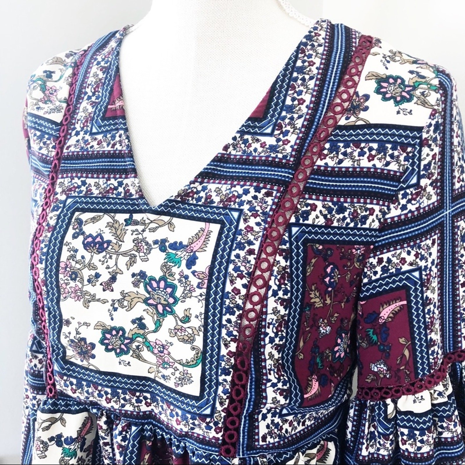 Altar’d State Boho Patchwork Patterned Dress w/ B… - image 2