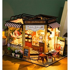 Miniature House Kit DIY Mini Dollhouse Tiny Store Making Kit with LED Light