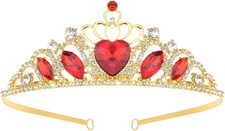 Red Tiaras and Crowns for Women Queen of Heart Crown Crystal Royal Queen Crown f