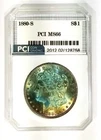 1880-S   MS 66  Beautiful  Rainbow Toned Obverse Morgan Dollar Looks PL PCI
