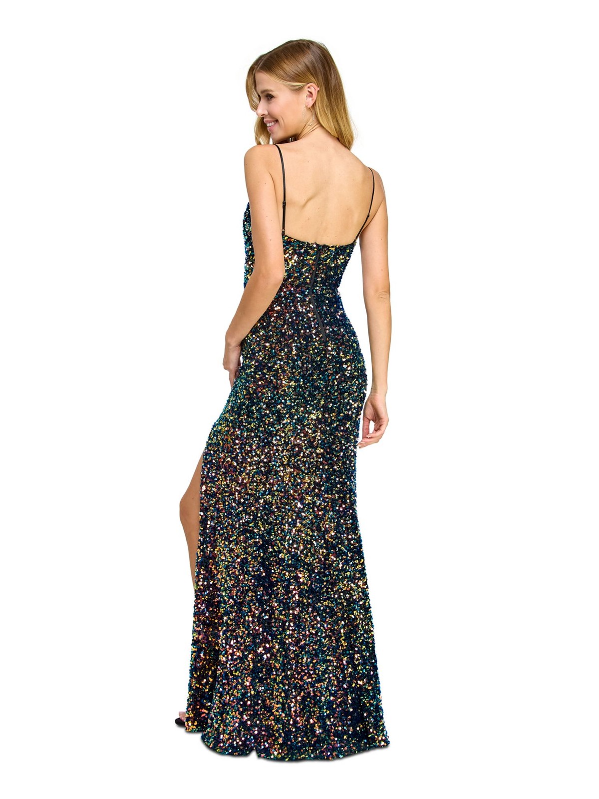 B DARLIN Womens Black Lined Thigh-high Slit Maxi Dress Juniors 0