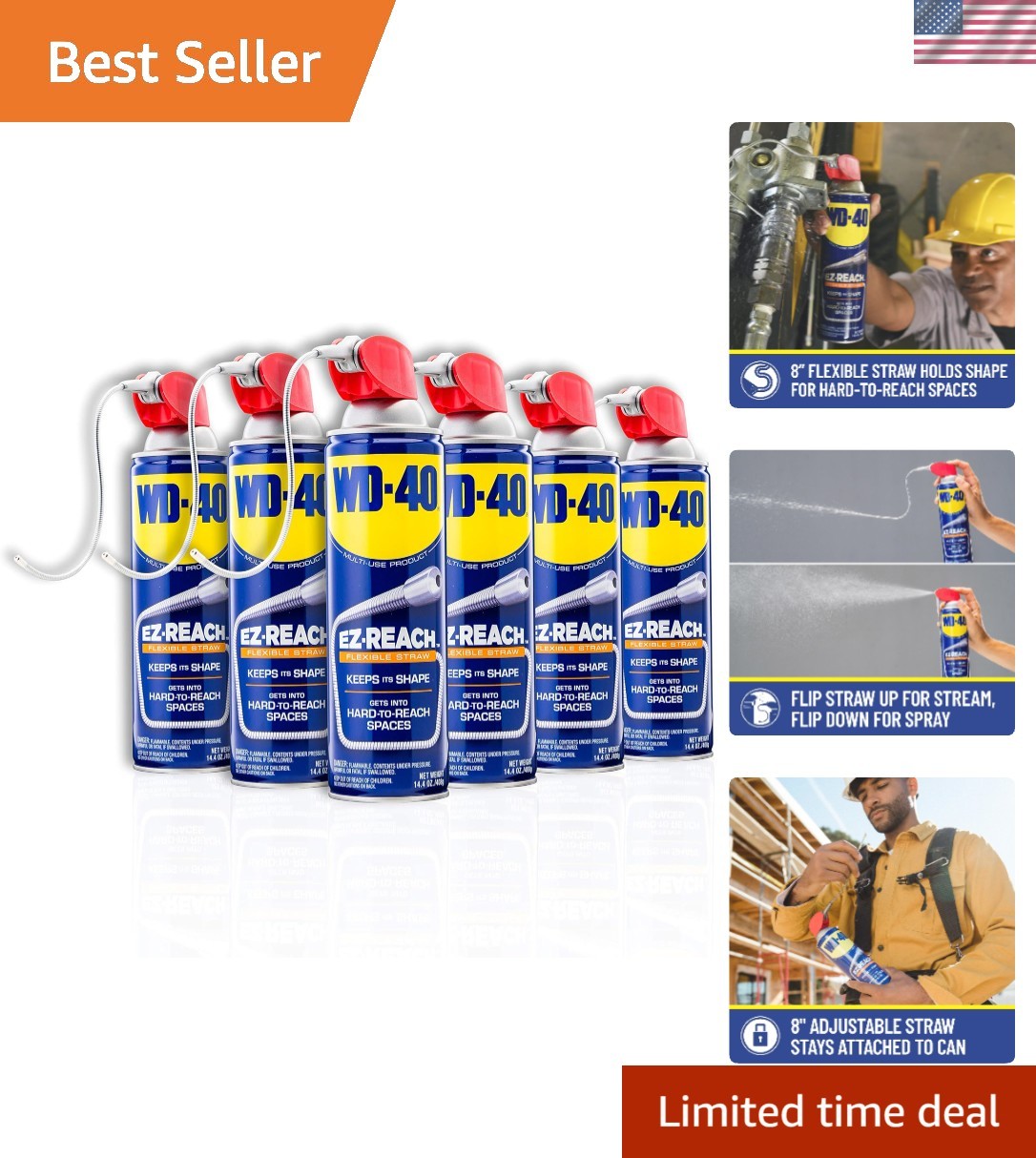 Multi-Use Lubricant with EZ- Straw, 14.4 OZ [6-Pack] - Safe & Versatile