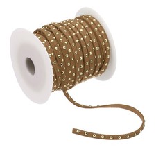 65.6ft Studded Faux Suede Cord Rope 5mm with Rivets Brown Golden