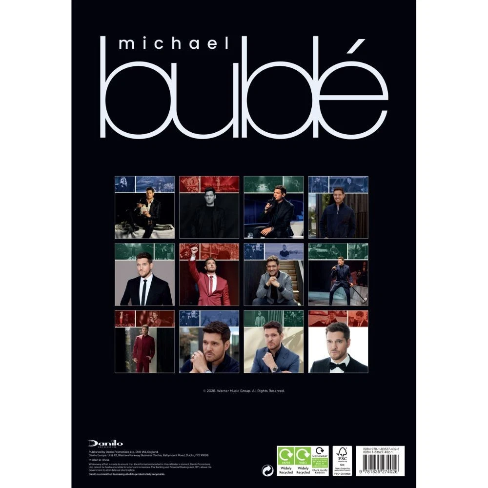Michael Buble 2026 Vertical Wall Calendar