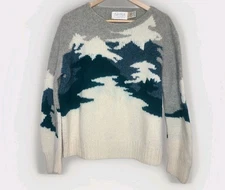 Vintage Susan Bristol Hand Knit Shetland Wool Landcape Sweater Women’s L