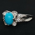 1.37ctw Turquoise & White Sapphire 925 Sterling Silver Ring Size 7 — photo 3